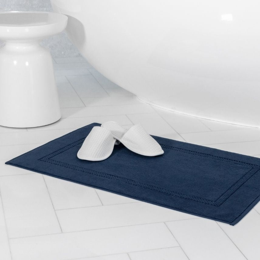 Istanbul Bath Mat Navy in Bathroom | Duman Home