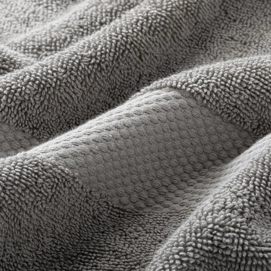 Close-up of a textured gray Premium Turkish Cotton Towel