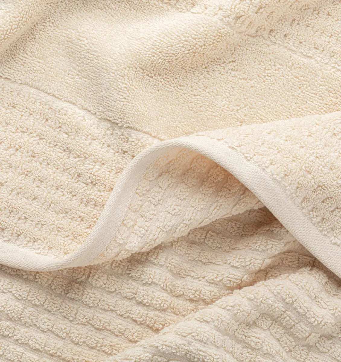 close up of a cream waffle towel
