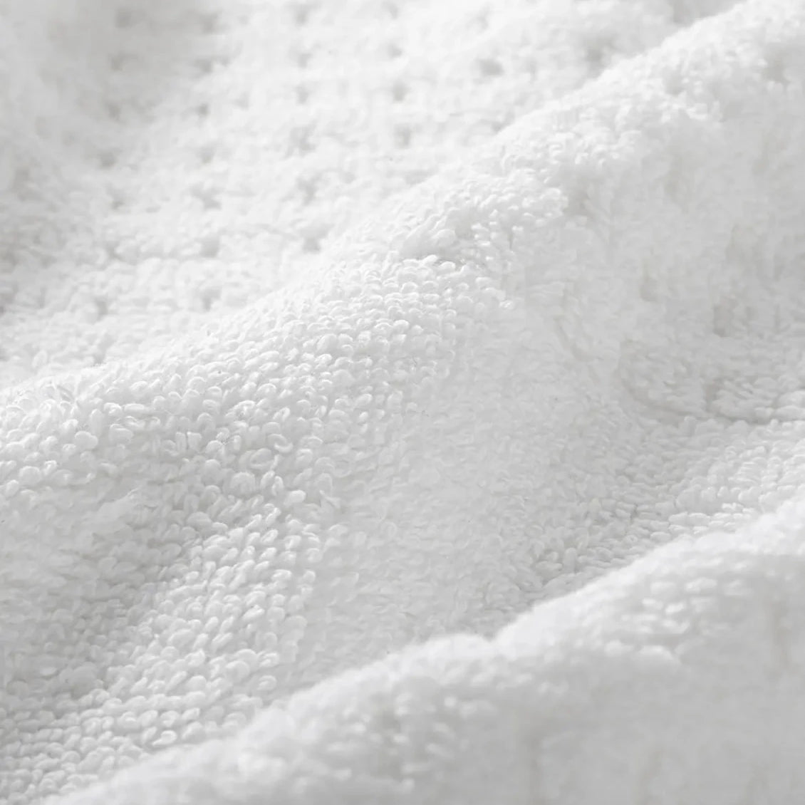 Close-up of white waffle towel fabric