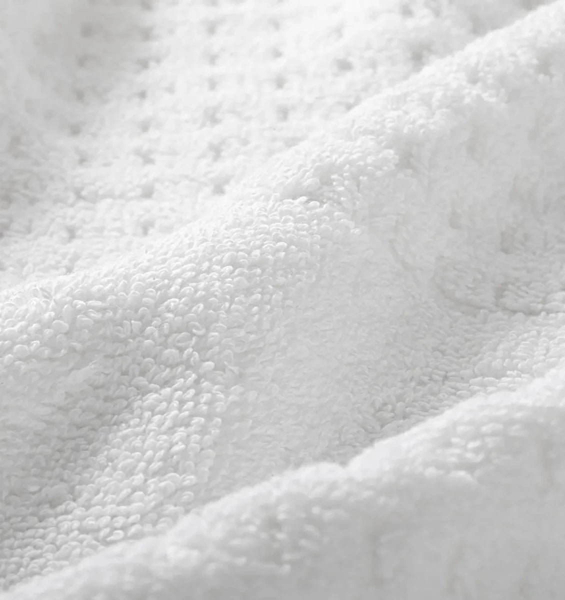Close-up of white waffle towel fabric