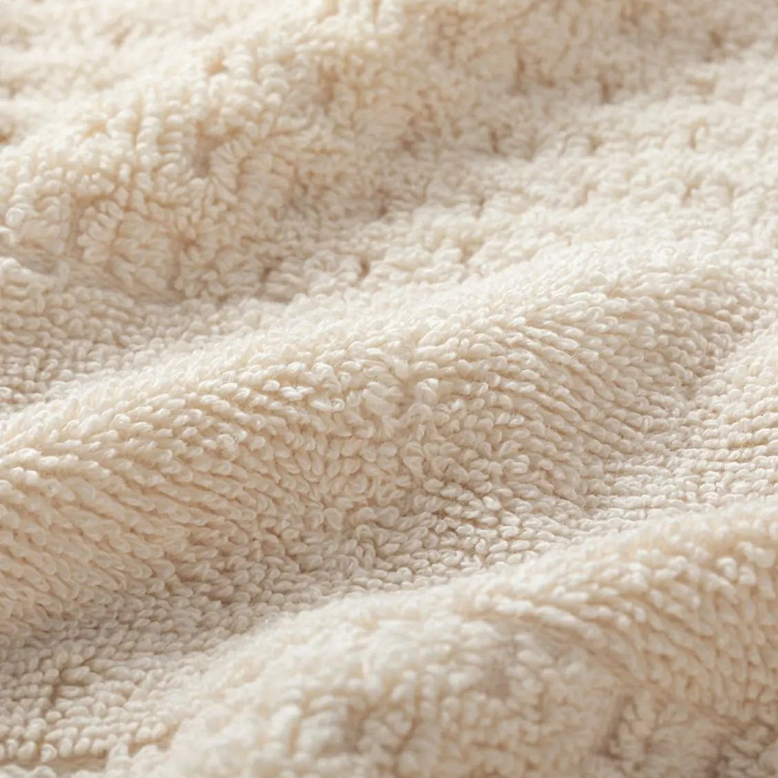 Close-up of a cream waffle towel fabric