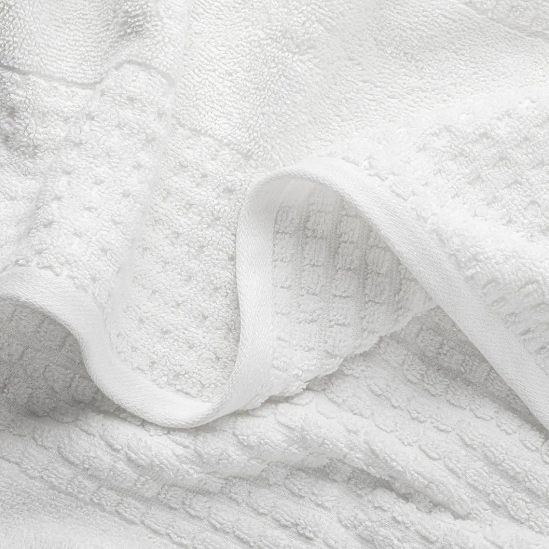 Close-up of white waffle towel fabric