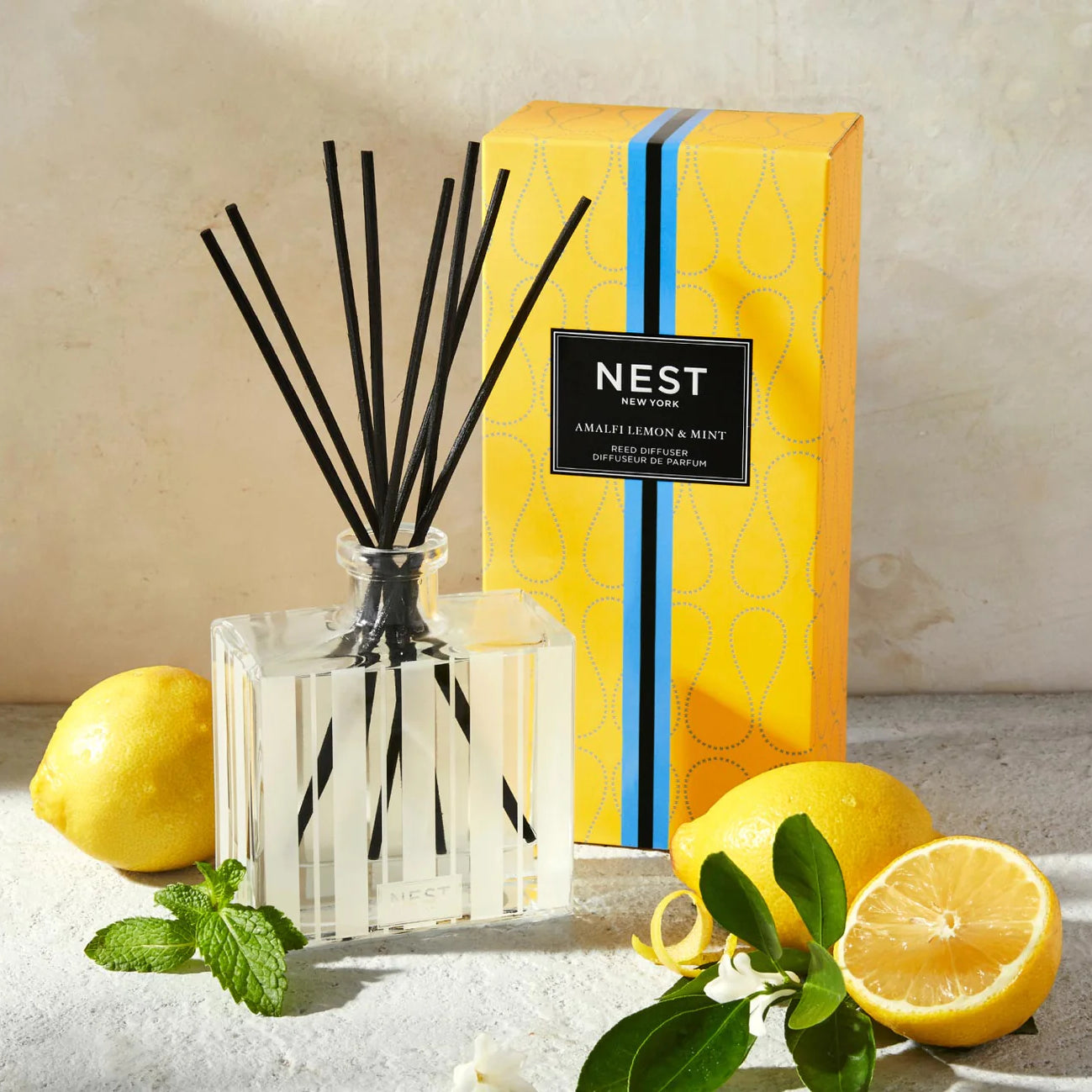 Nest Amalfi Lemon & Mint Reed Diffuser with Lemons | Duman Home