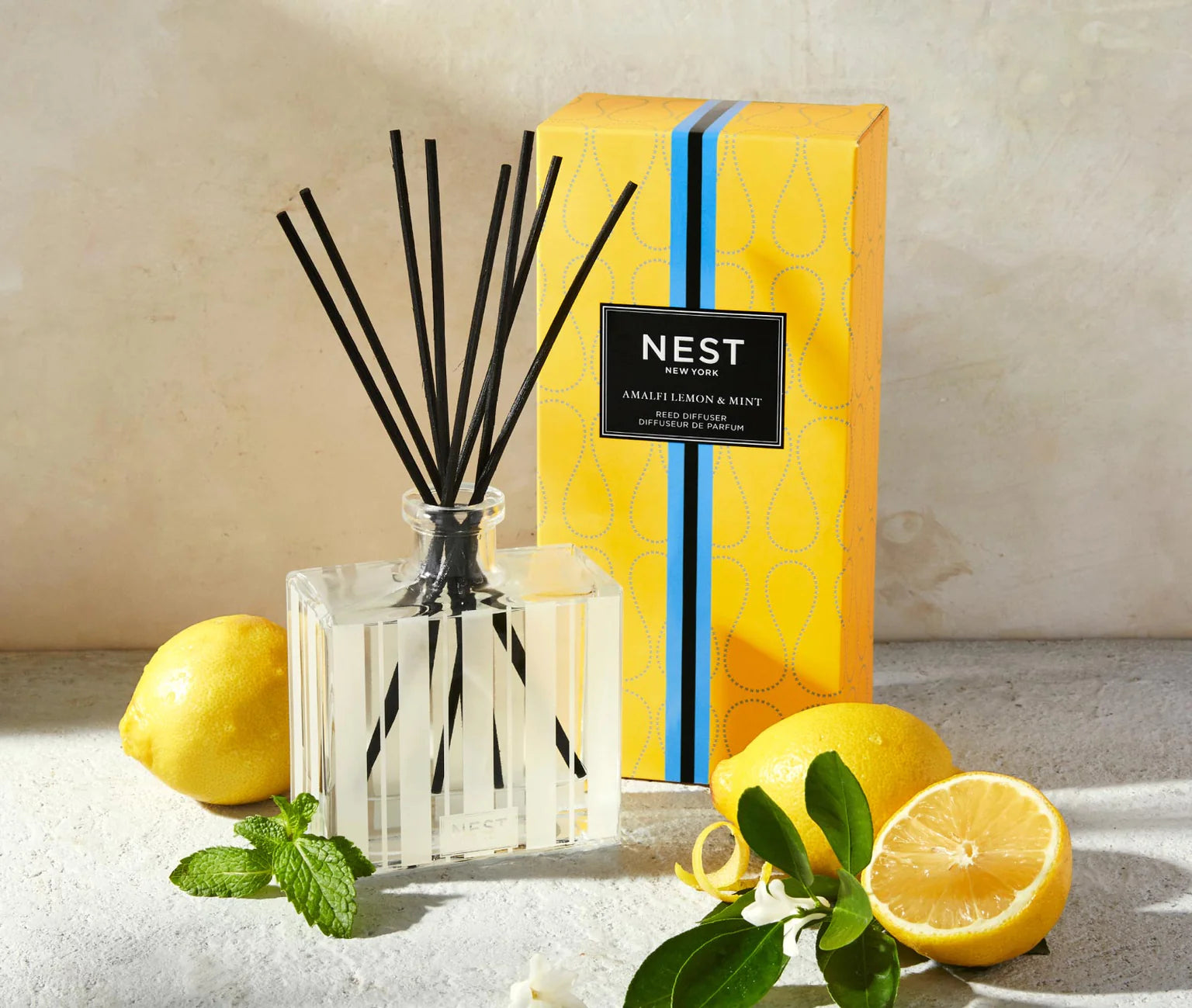 Nest Amalfi Lemon & Mint Reed Diffuser with Lemons | Duman Home