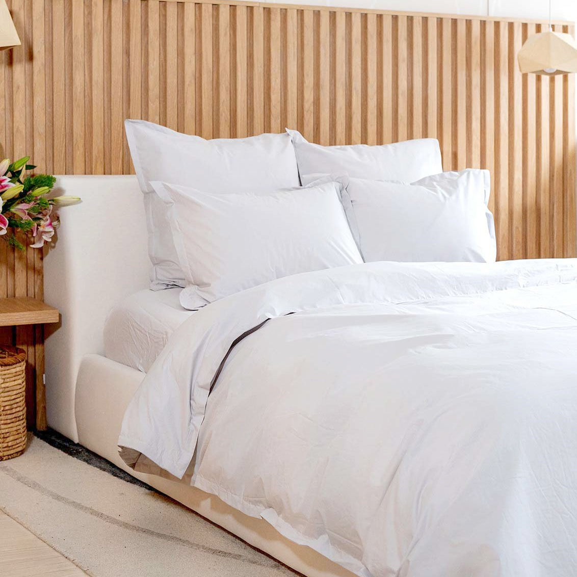 Bed Showing Percale Organic Sham Set Duman Home