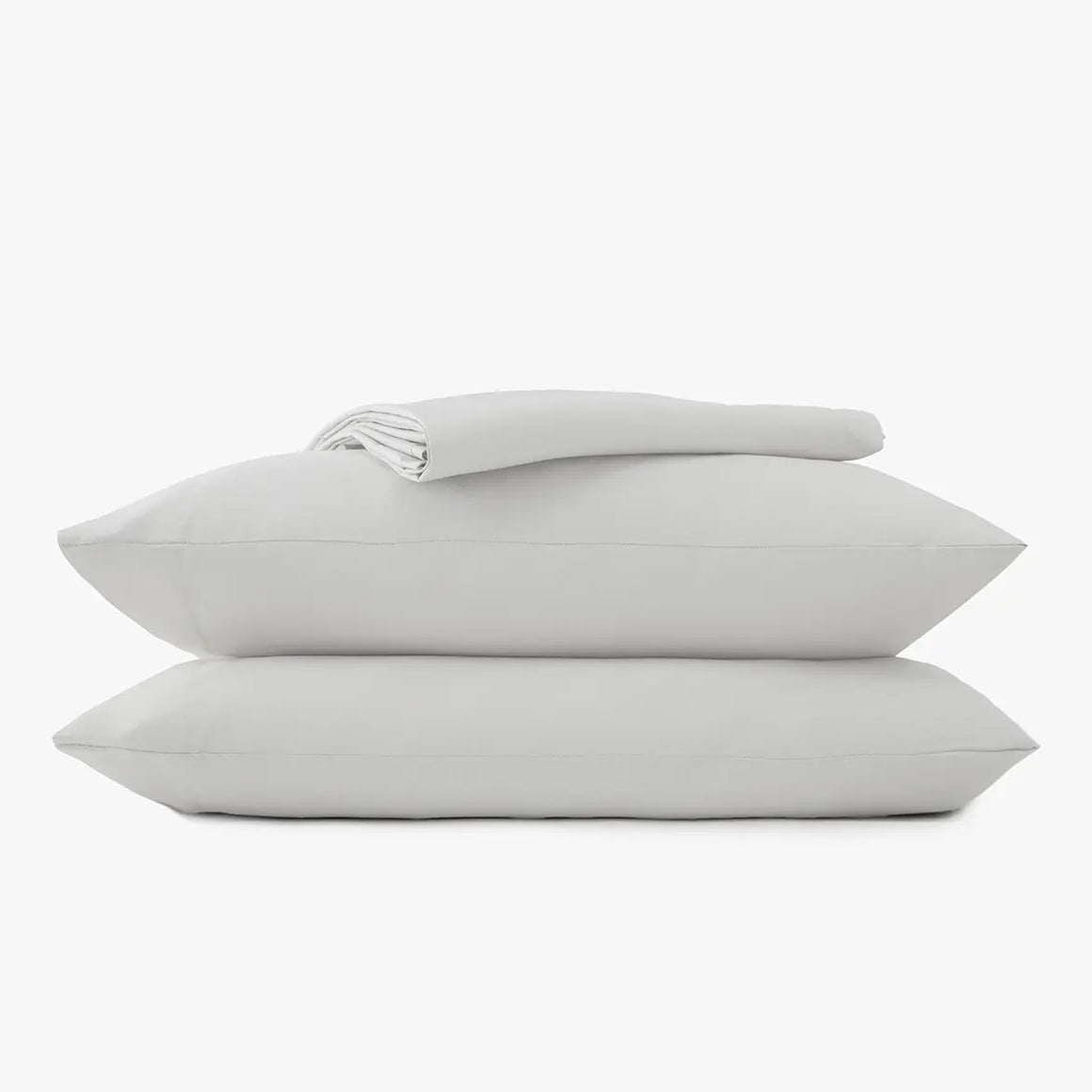 Mist grey stacked pillowcases and sheet set
