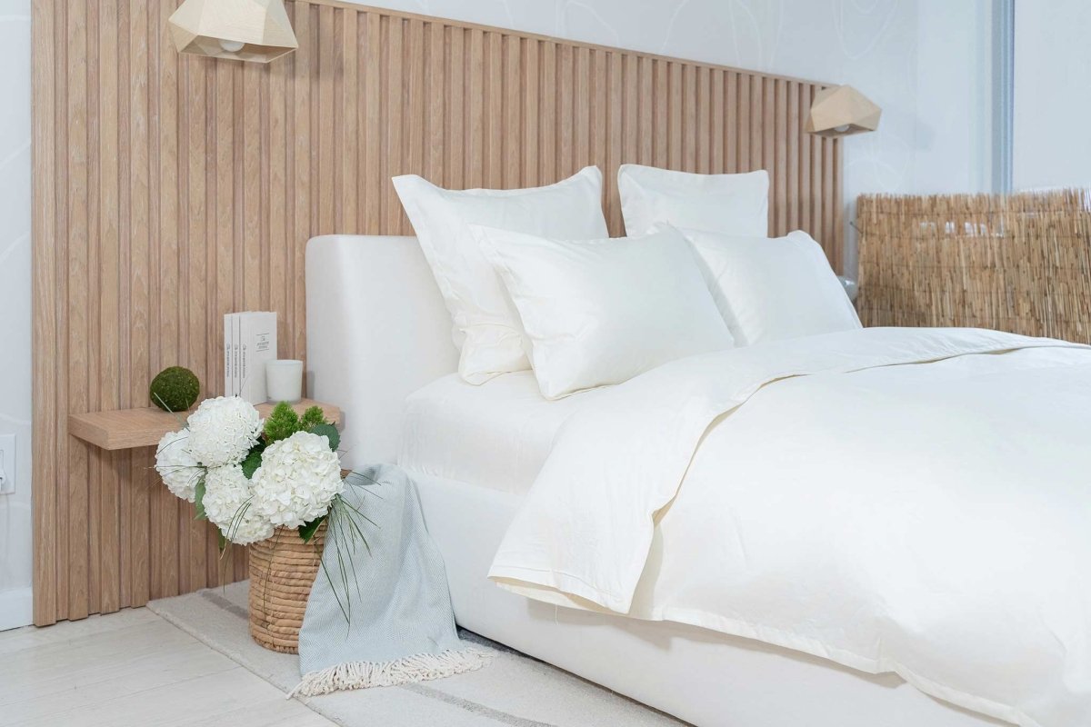 all-groups Signature Hemstitch Organic Sham shown in Bed | Duman Home