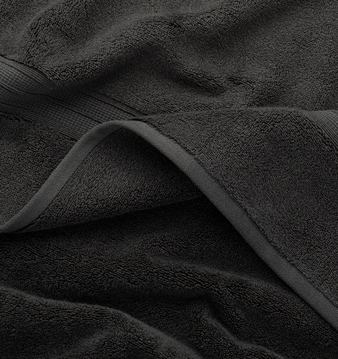 Close-up of a dark gray coal towel with visible texture