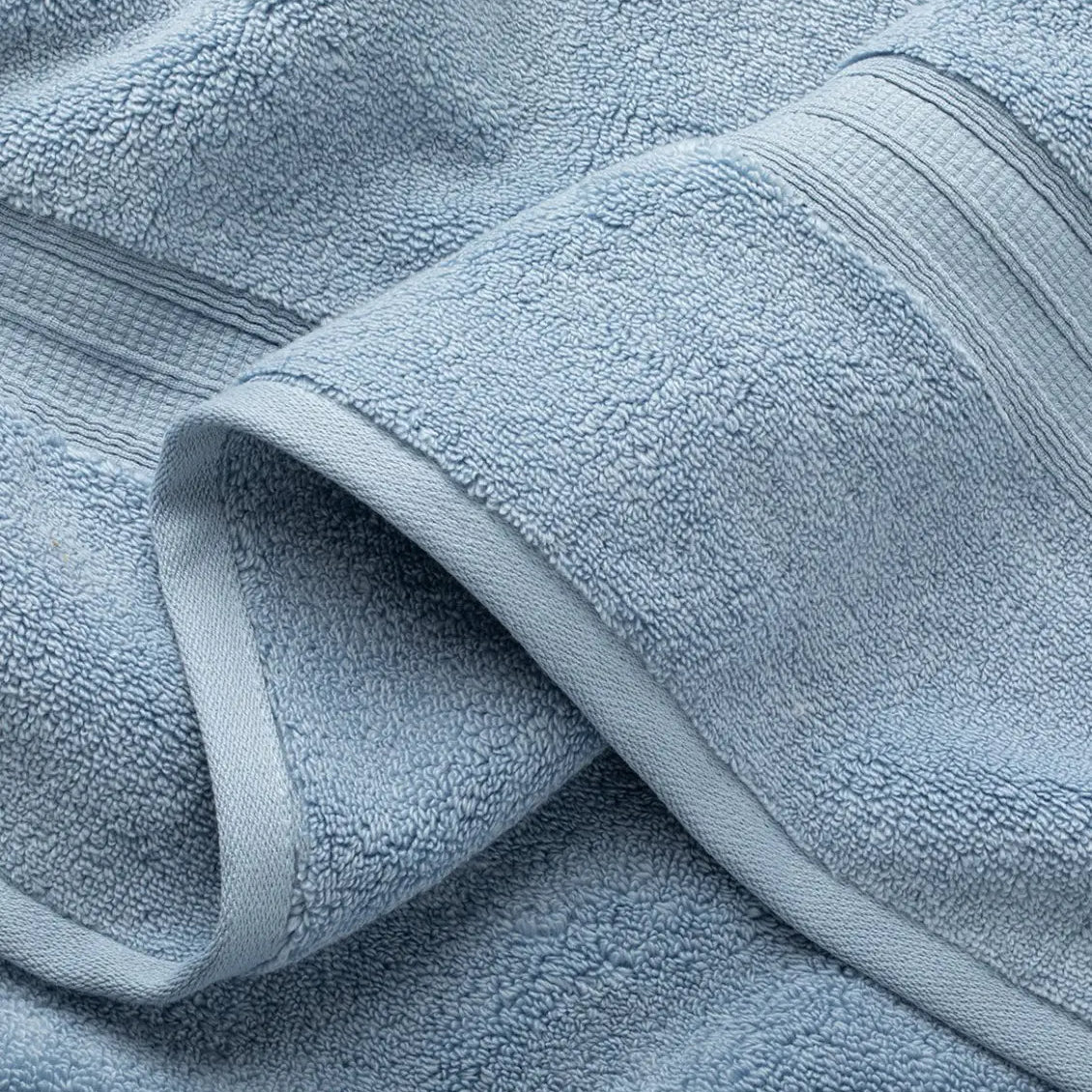Close-up of a light blue super plush towel