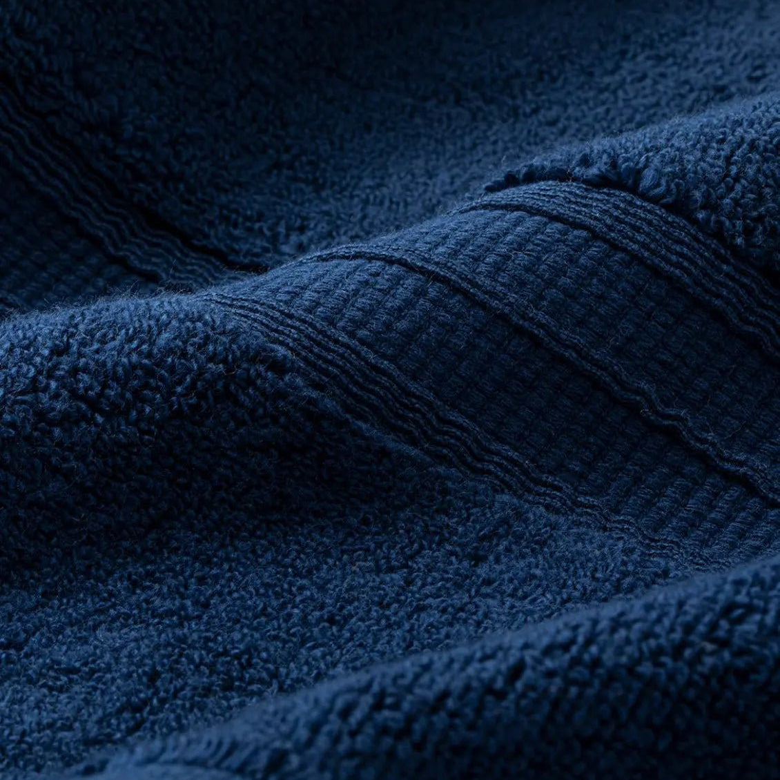 Close-up of a textured blue super-plush towel