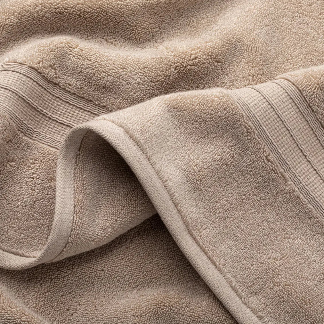 Taupe super plush towel close-up
