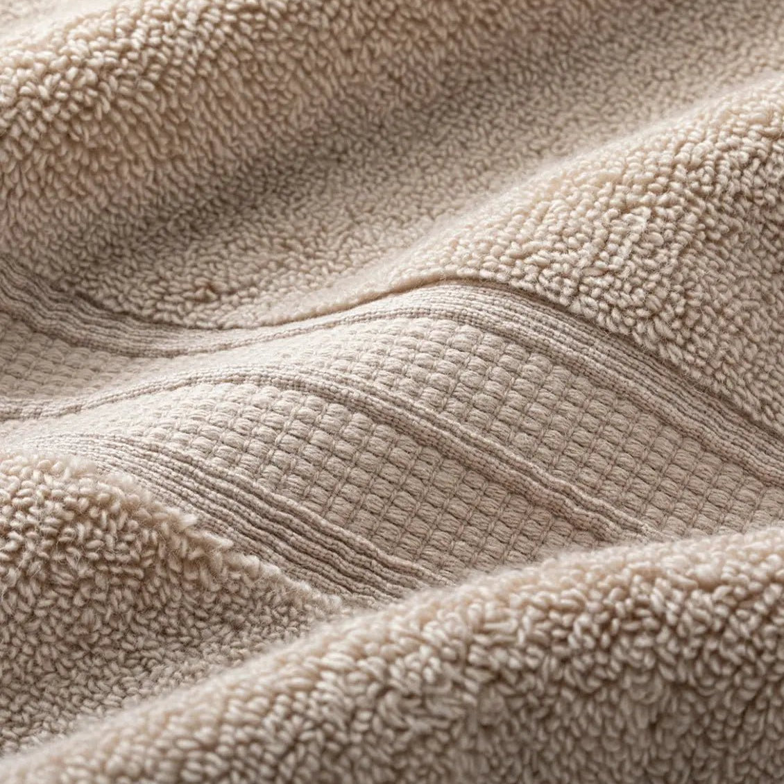 Taupe super plush towel close-up detail