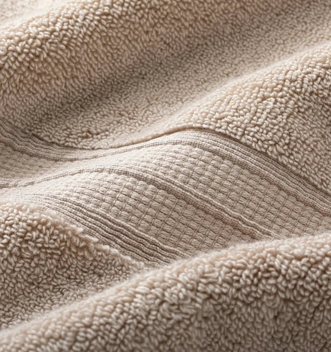 Taupe super plush towel close-up detail