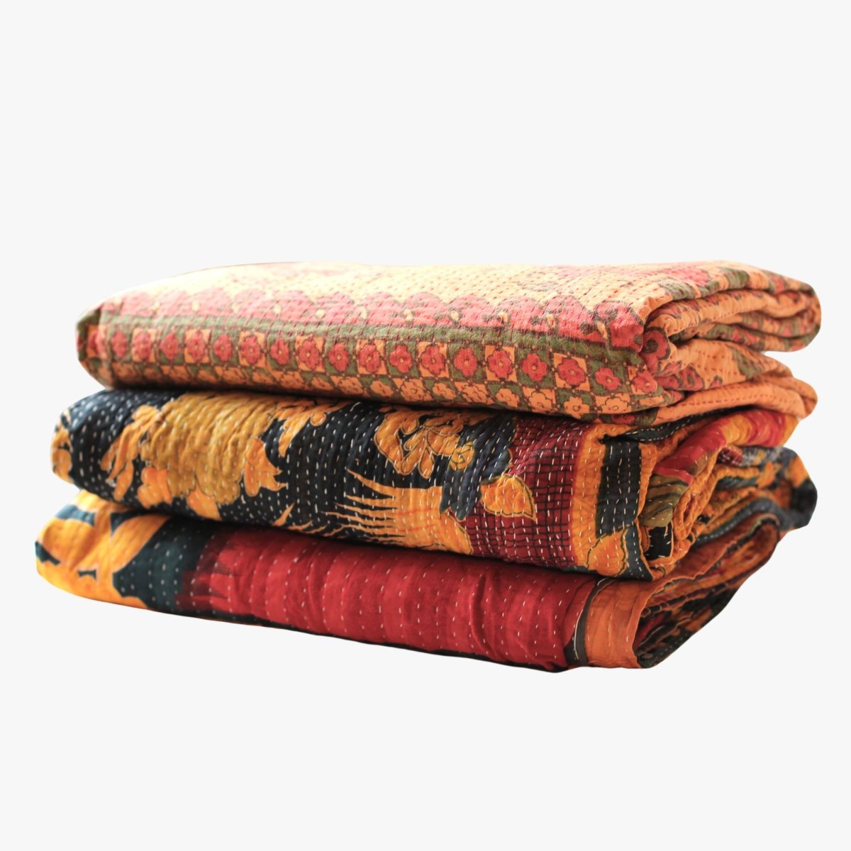 Vintage Kantha Throws Gold | Duman Home