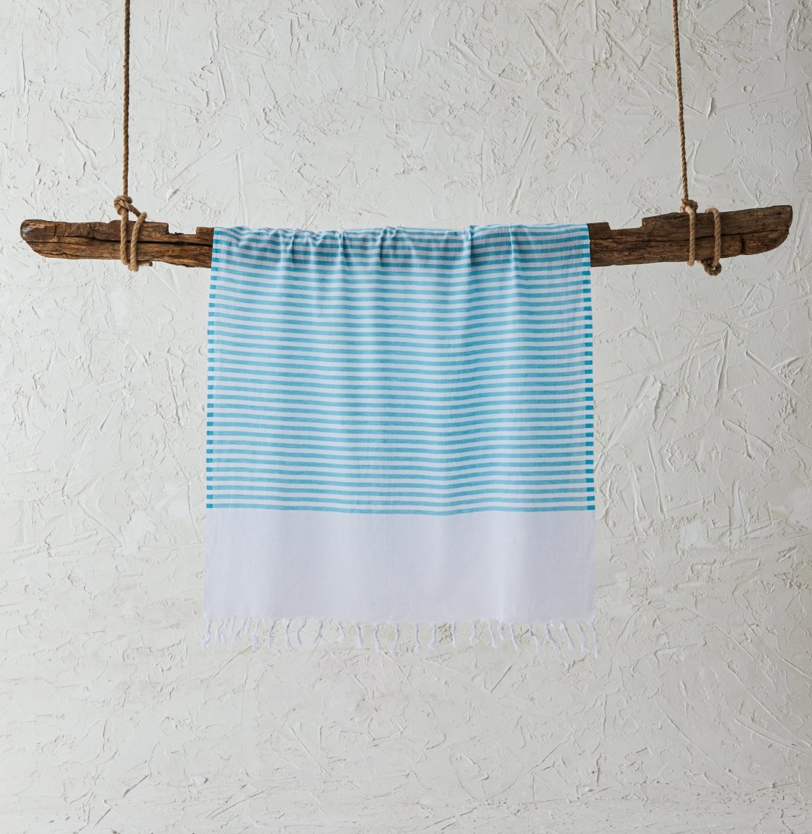 White Imbat Peshtemal Aqua-Turquoise | Duman Home