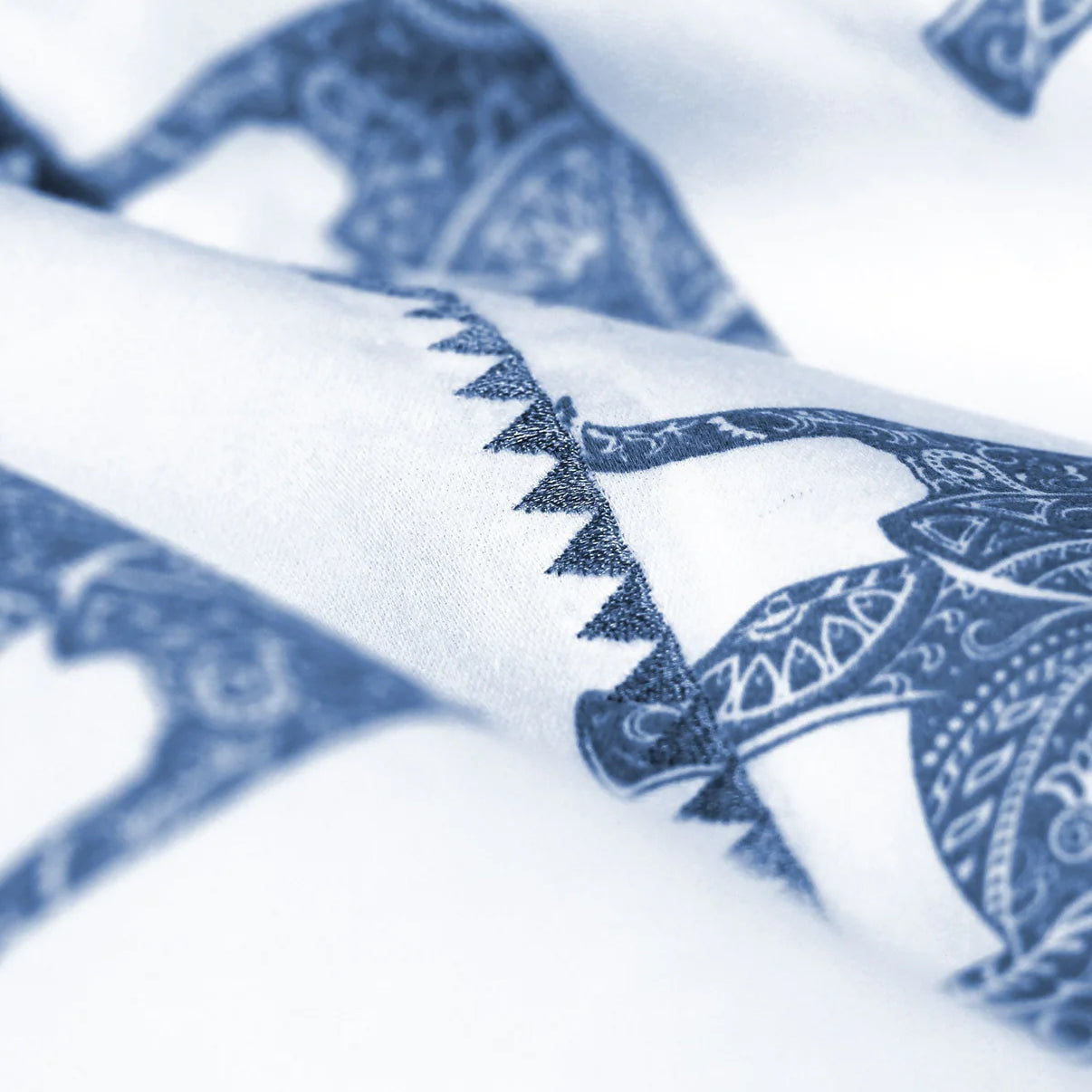 Elephant Sheet Sets True Navy Detail | Duman Home