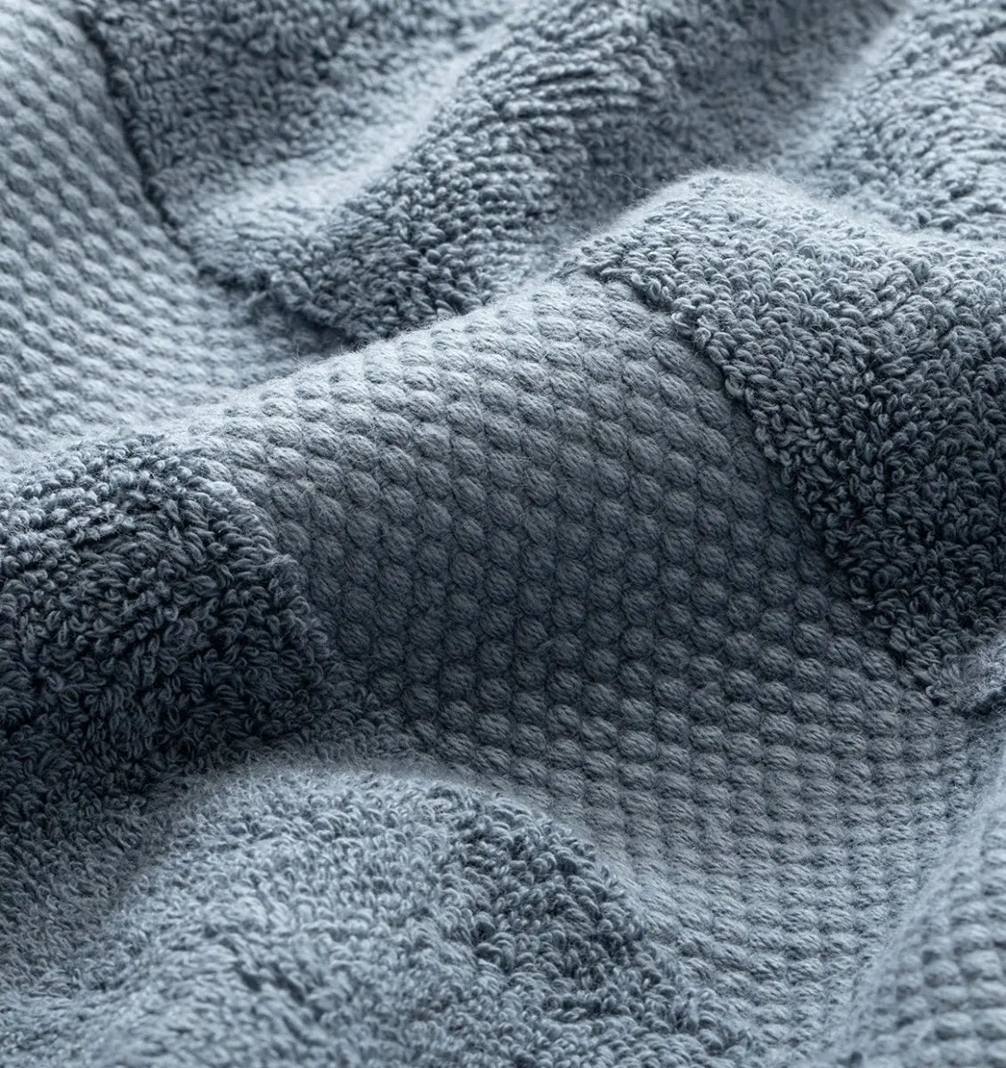 Close-up of a textured bluePremium Turkish Cotton Towel
