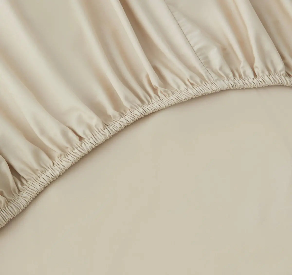 Close-up of a beige fitted sheet