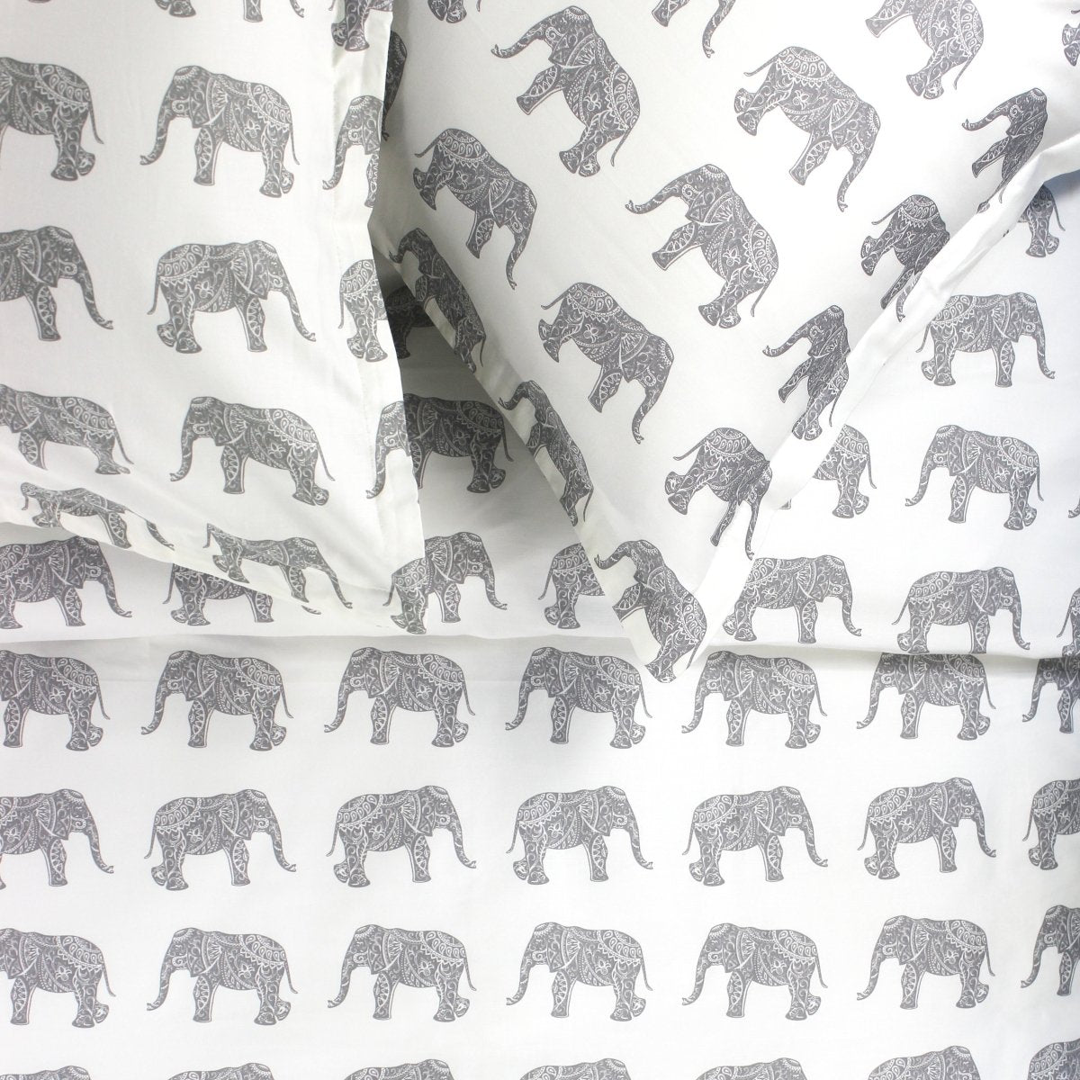 Elephants Duvet Set Grey Detail | Duman Home