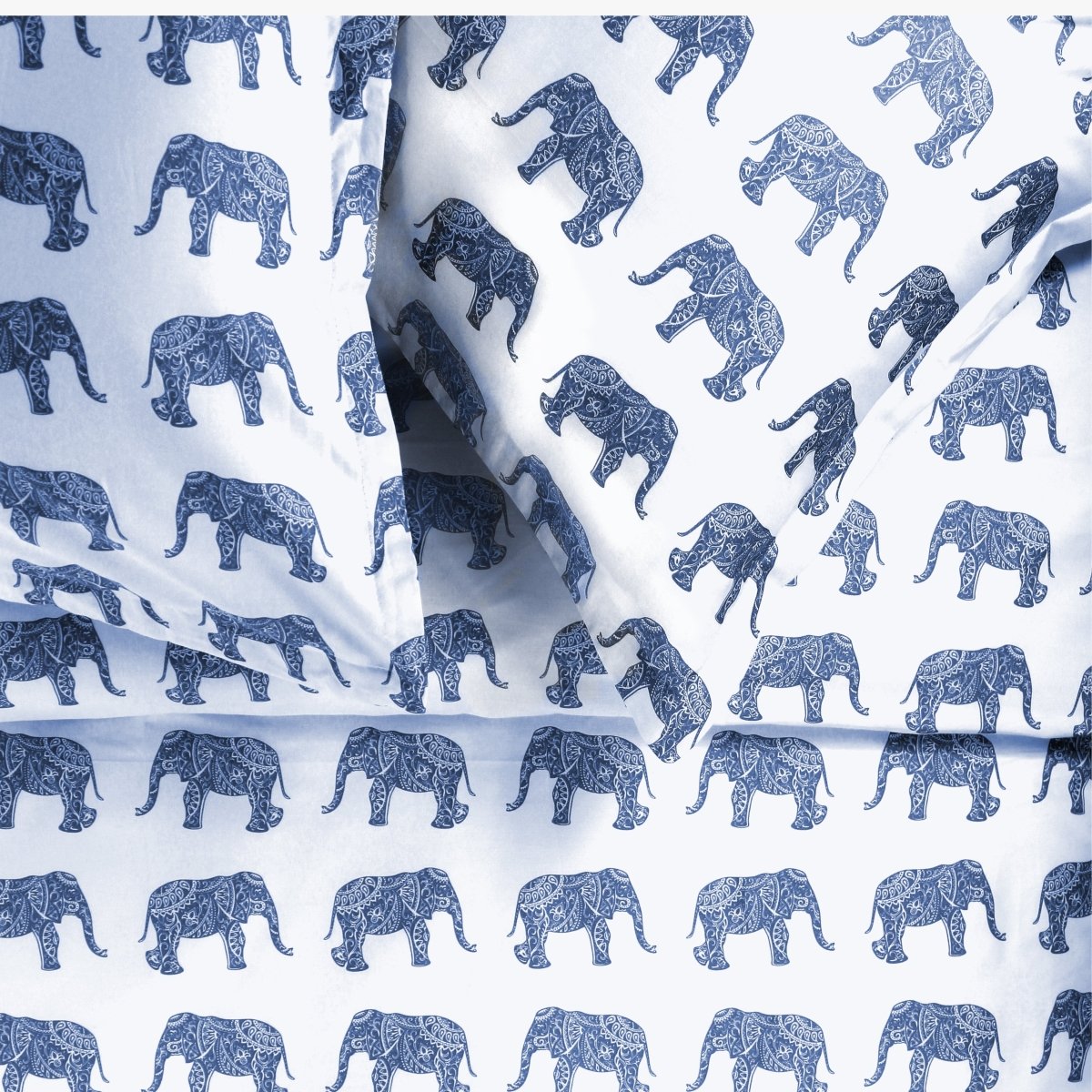 Elephants Duvet Set Navy Detail | Duman Home