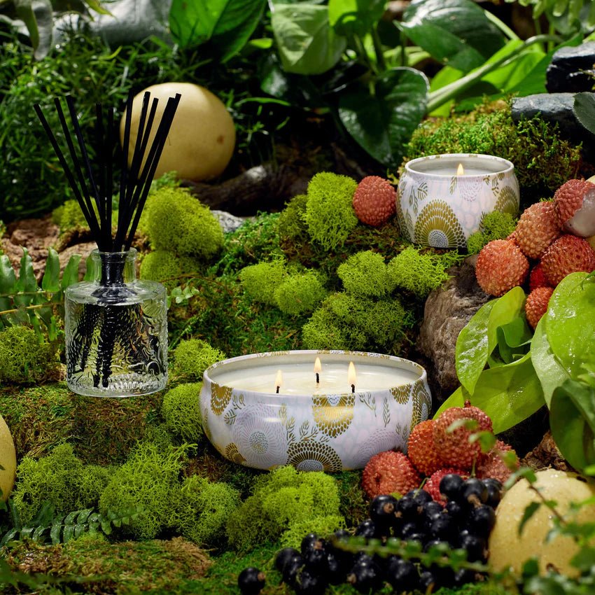 Voluspa Panjore Lychee Reed Diffuser and Candles | Duman Home