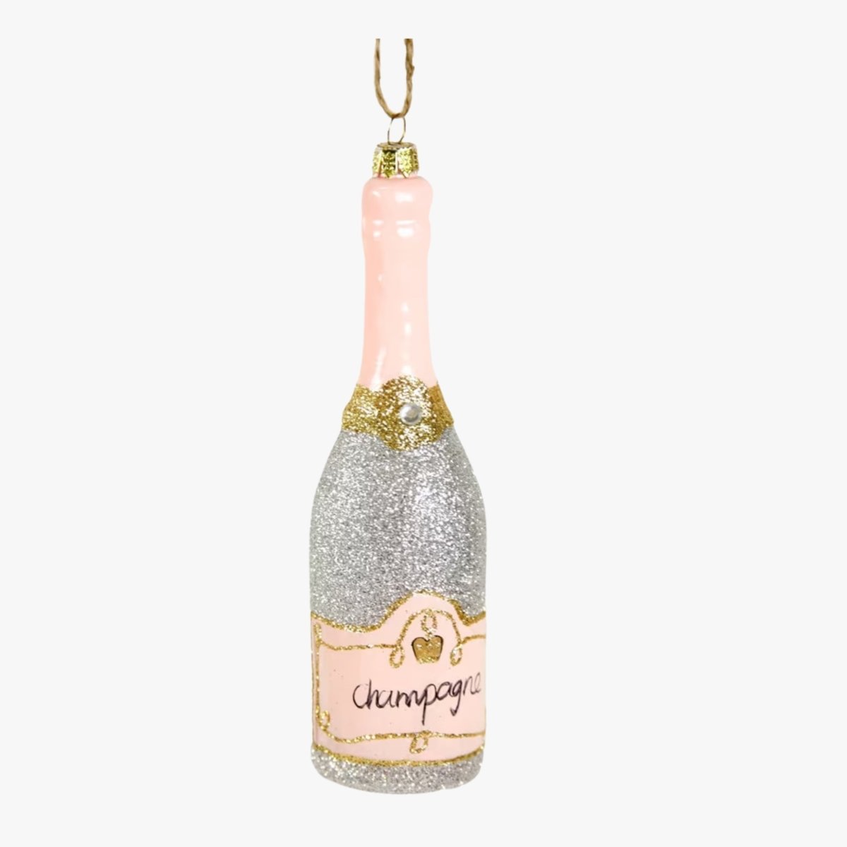 Glittered Champagne Christmas Ornament | Duman Home