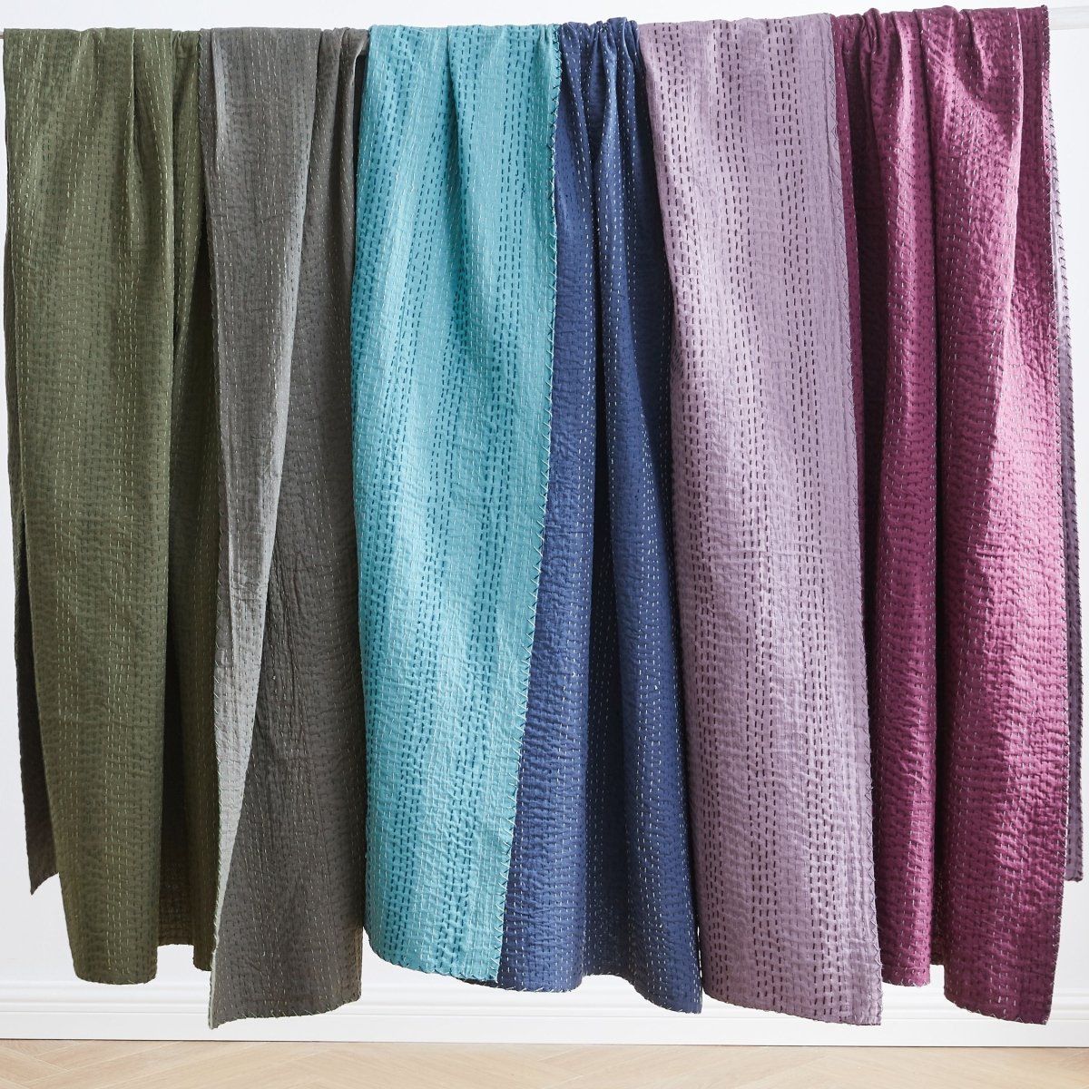 Hand Stitched Reversible Kantha Throws Colors| Duman Home