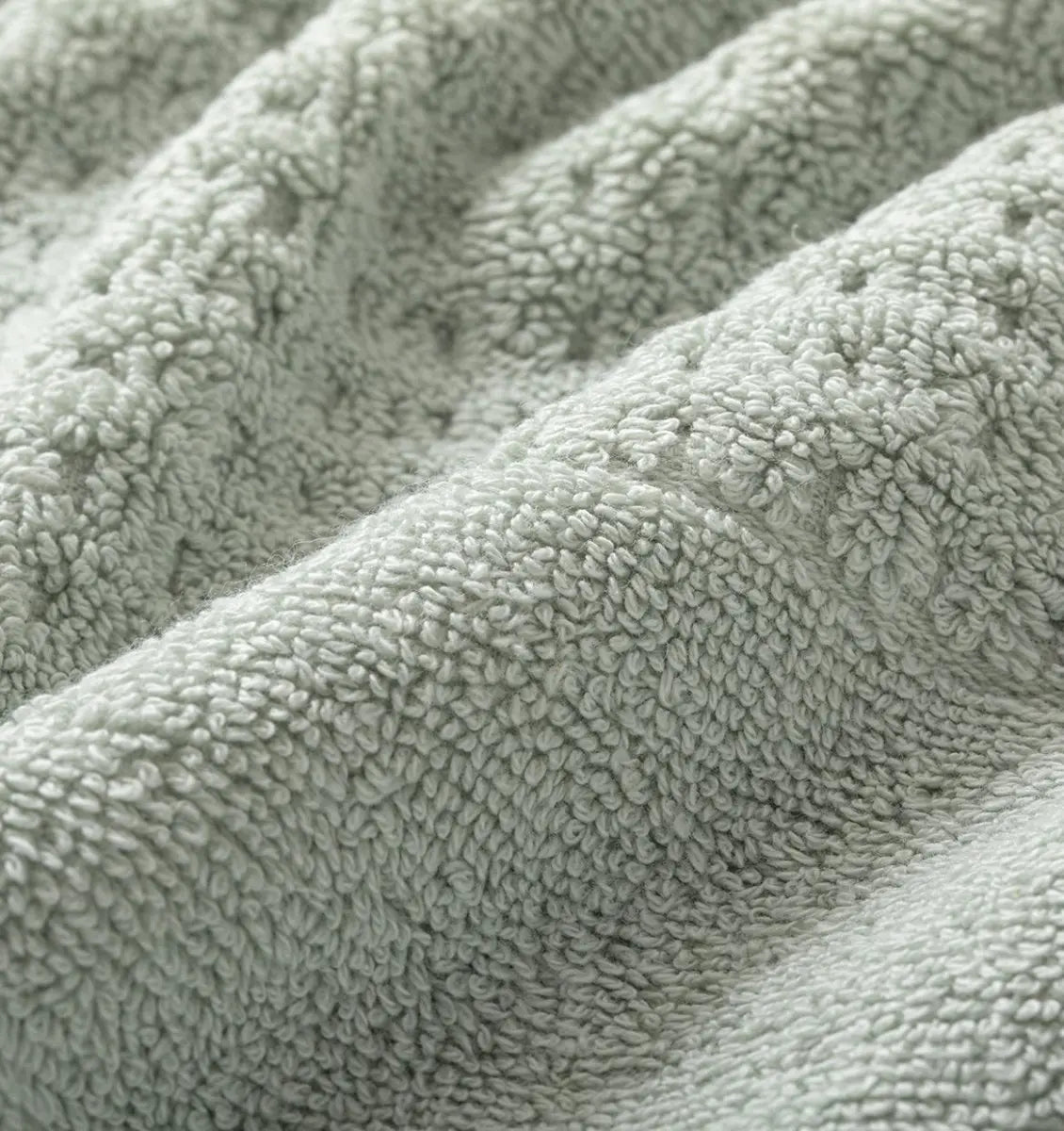 Close-up of a textured mist green towel detail