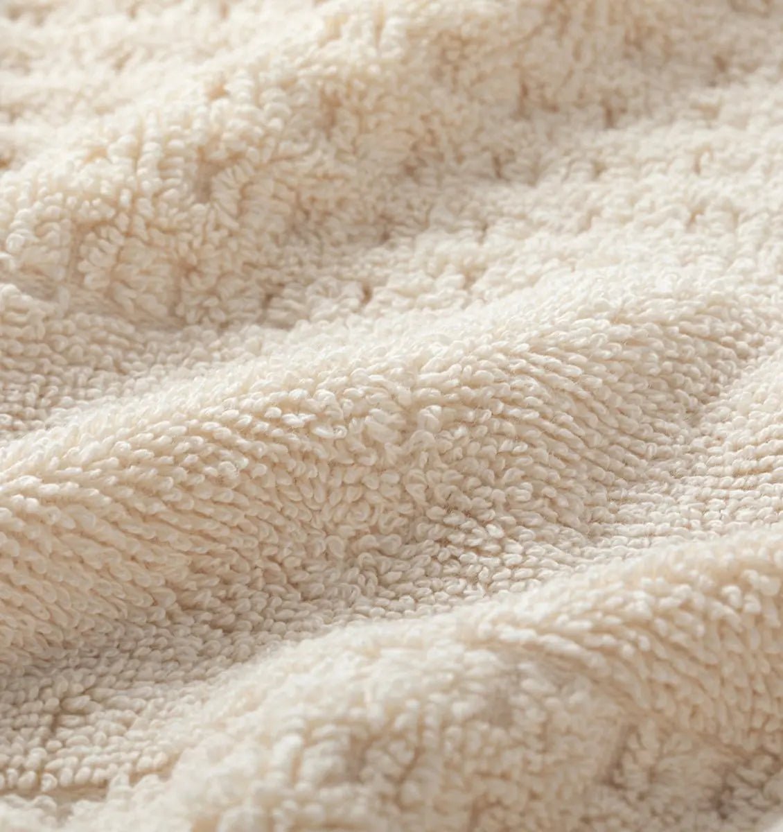 Close-up of a cream waffle towel fabric