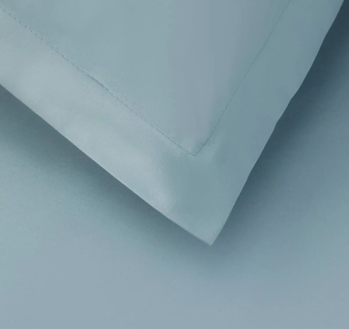 Close-up of a light blue duvet bedding fabric