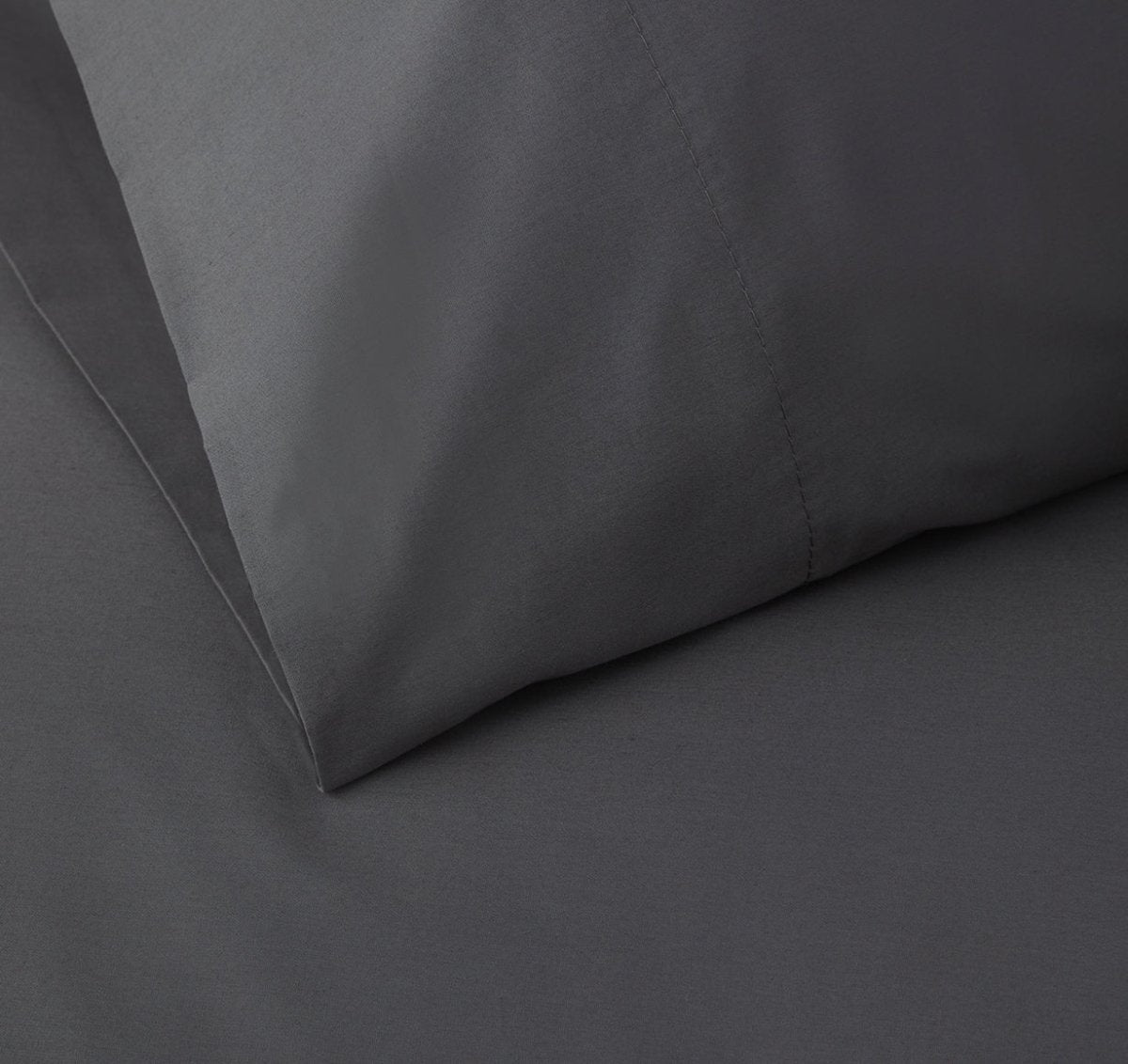 Percale Organic Pillowcase Set Slate Detail | Duman Home