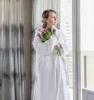 Model in Turkish Velour Robe with Flowers | Duman Home