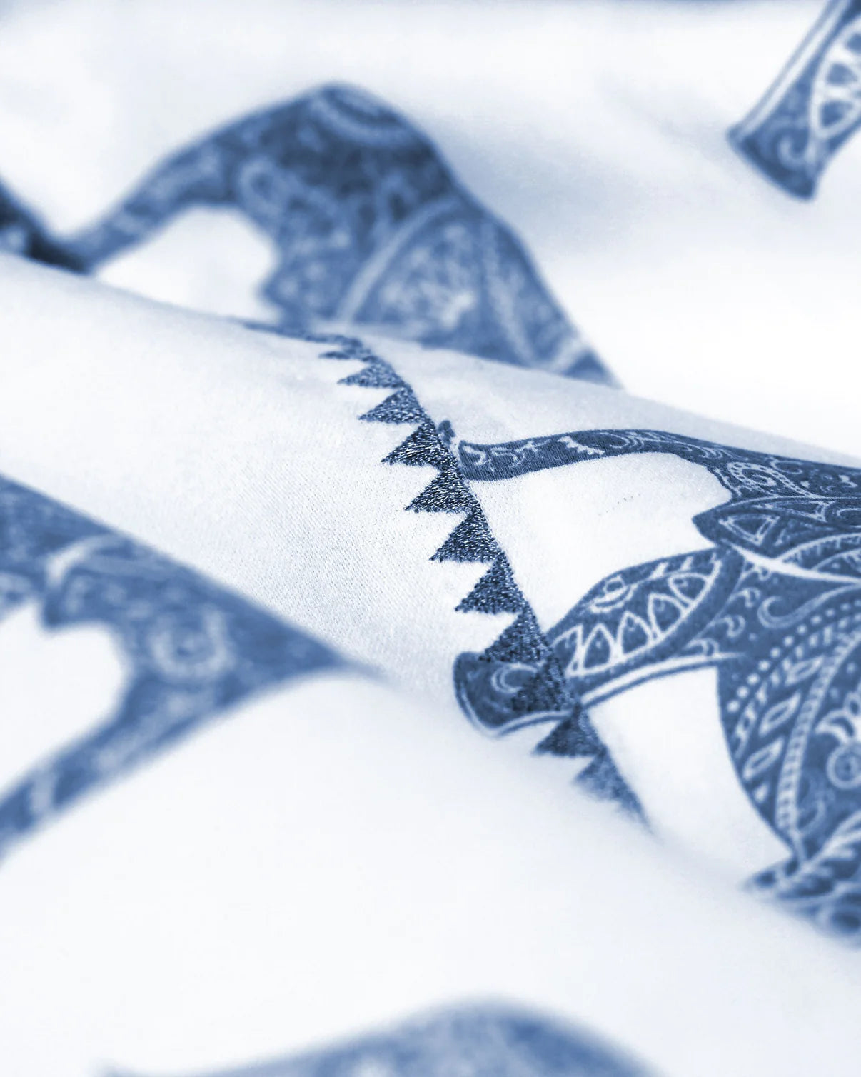 Elephant Sheet Sets True Navy Detail | Duman Home