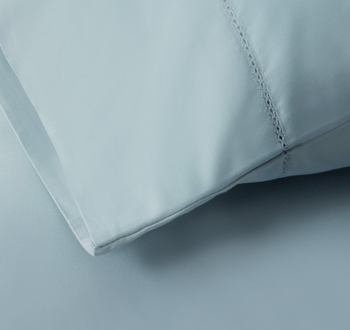 Signature Hemstitch Organic Pillowcase Poolside Detail | Duman Home
